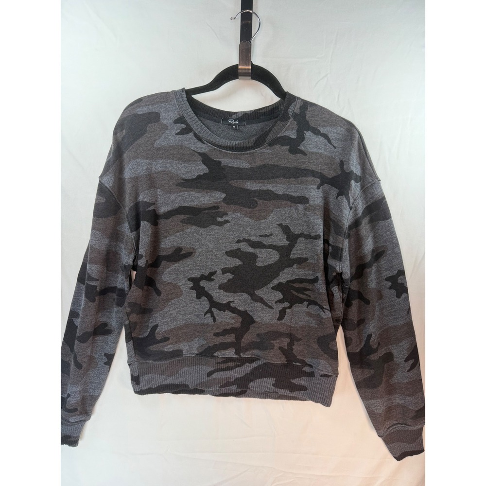 Rails Ramona Iron Camo Sweatshirt Gray Black Camouflage Pullover XS